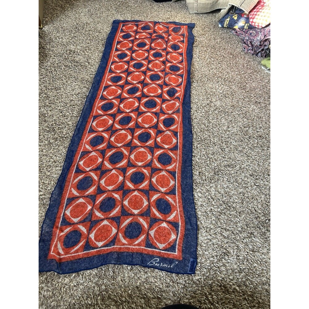 60s Chiffon Burmel Hand Rolled All Vinal Neck Scarf Belt Hair Purse Japan Red